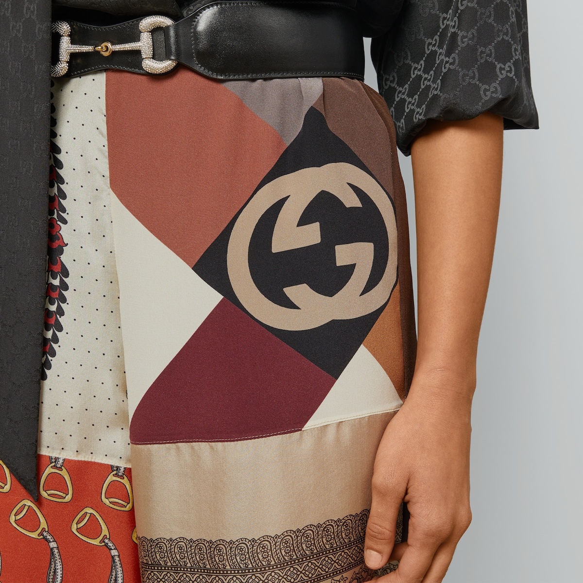Heritage patchwork print silk pant - 3