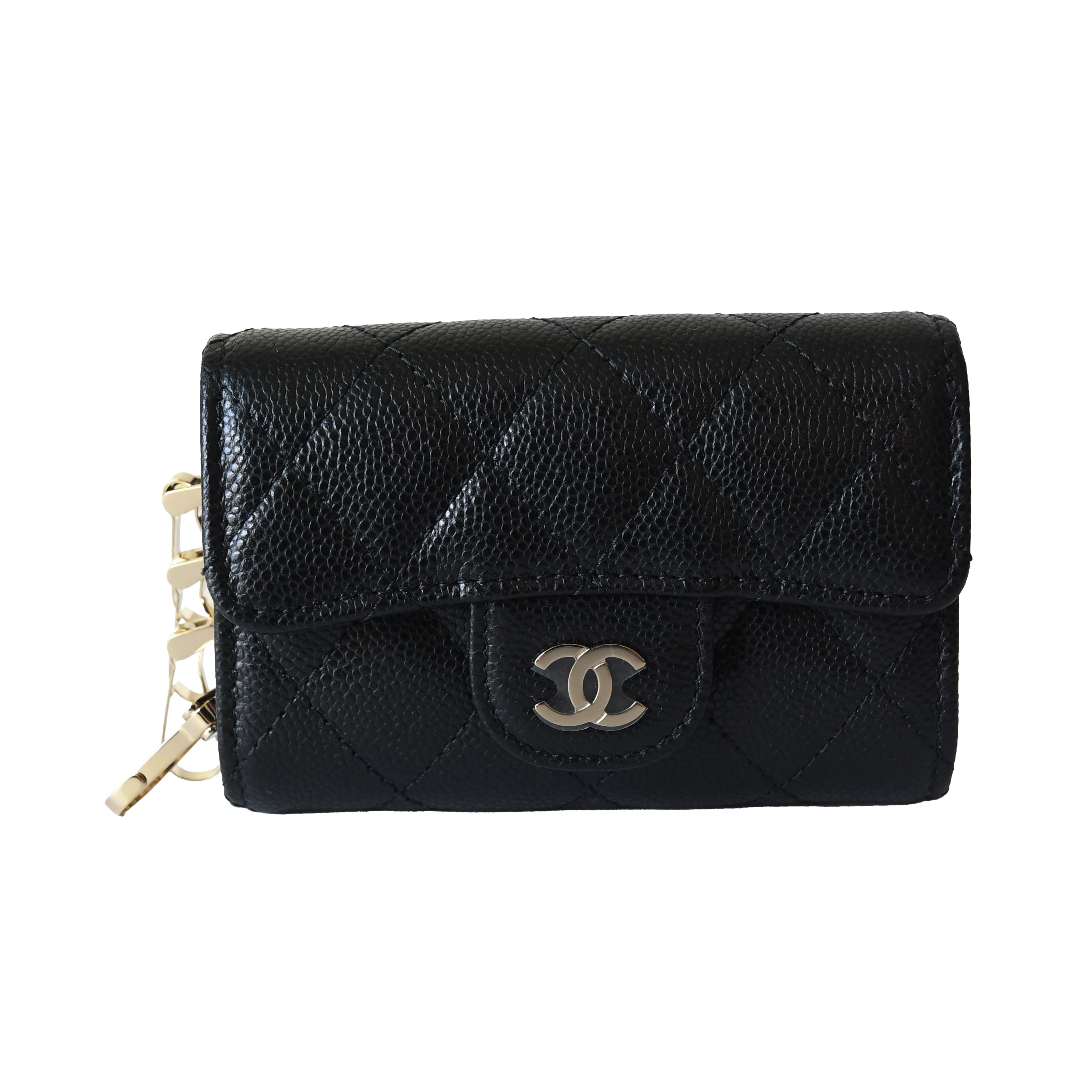 Chanel CC Caviar Quilted Classic 4 Key Holder Wallet Black - 1