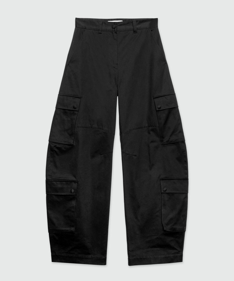 Black cotton drill cargo pants 1