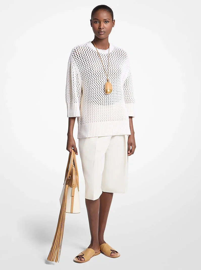 Hand-Crocheted Cashmere and Cotton Sweater - 1