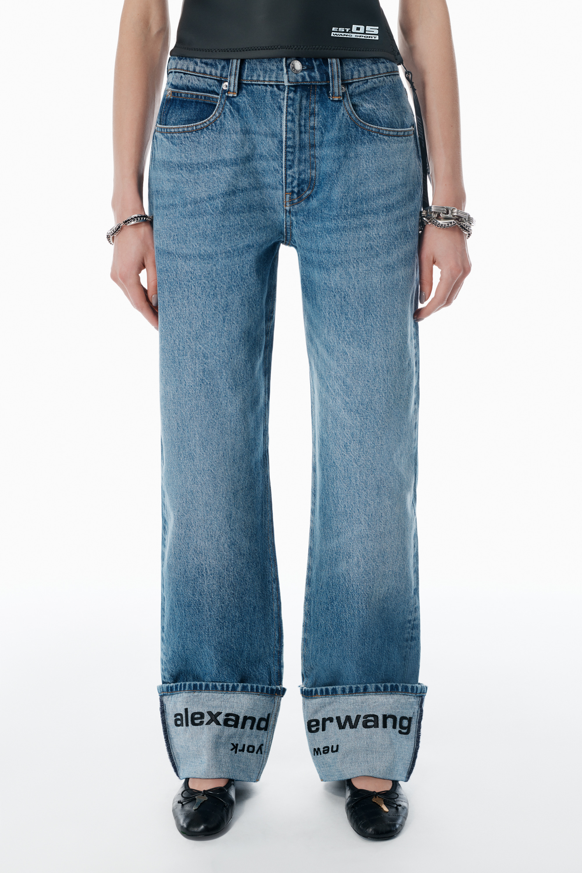 indigo logo-embroidered mid-rise jeans - 3