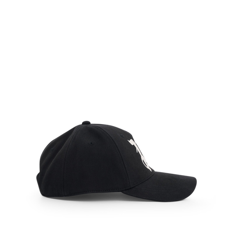 Palm Angels Monogram Embroidered Cap in Black outlook