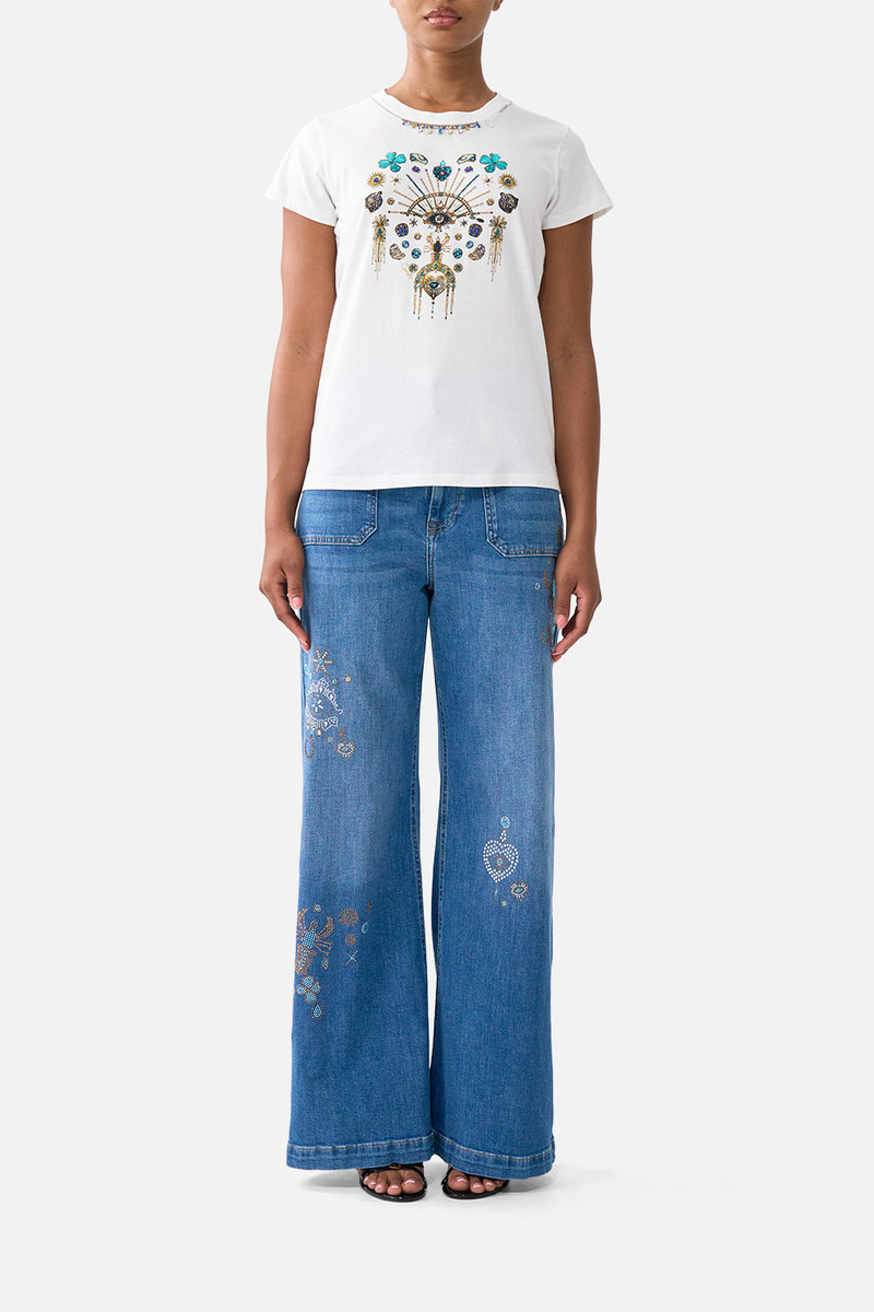 CAMILLA SLIM FIT ROUND NECK T-SHIRT - WHITE/MULTI outlook