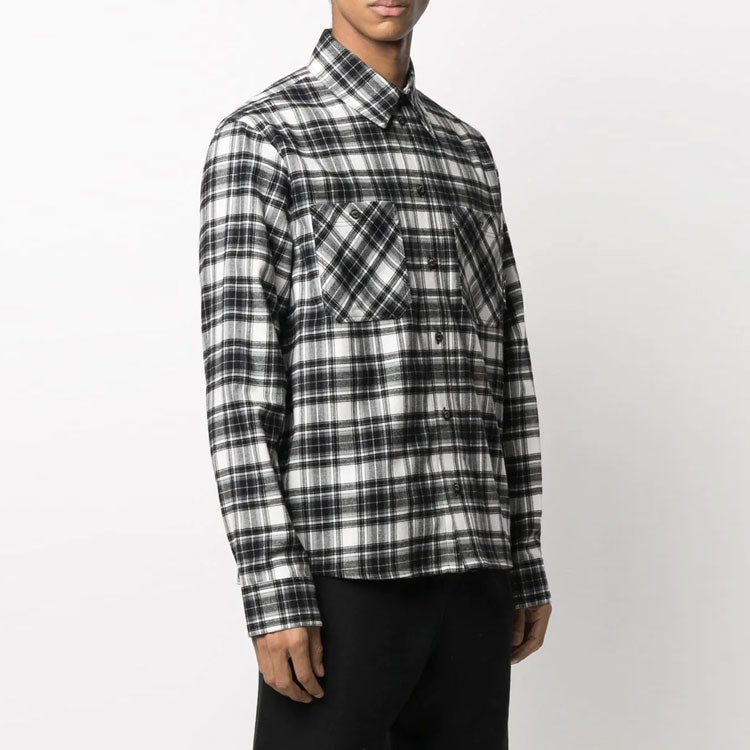 Off-White SS21 Plaid Long Sleeves Shirt Black OMGA133R21FAB0021000 - 4