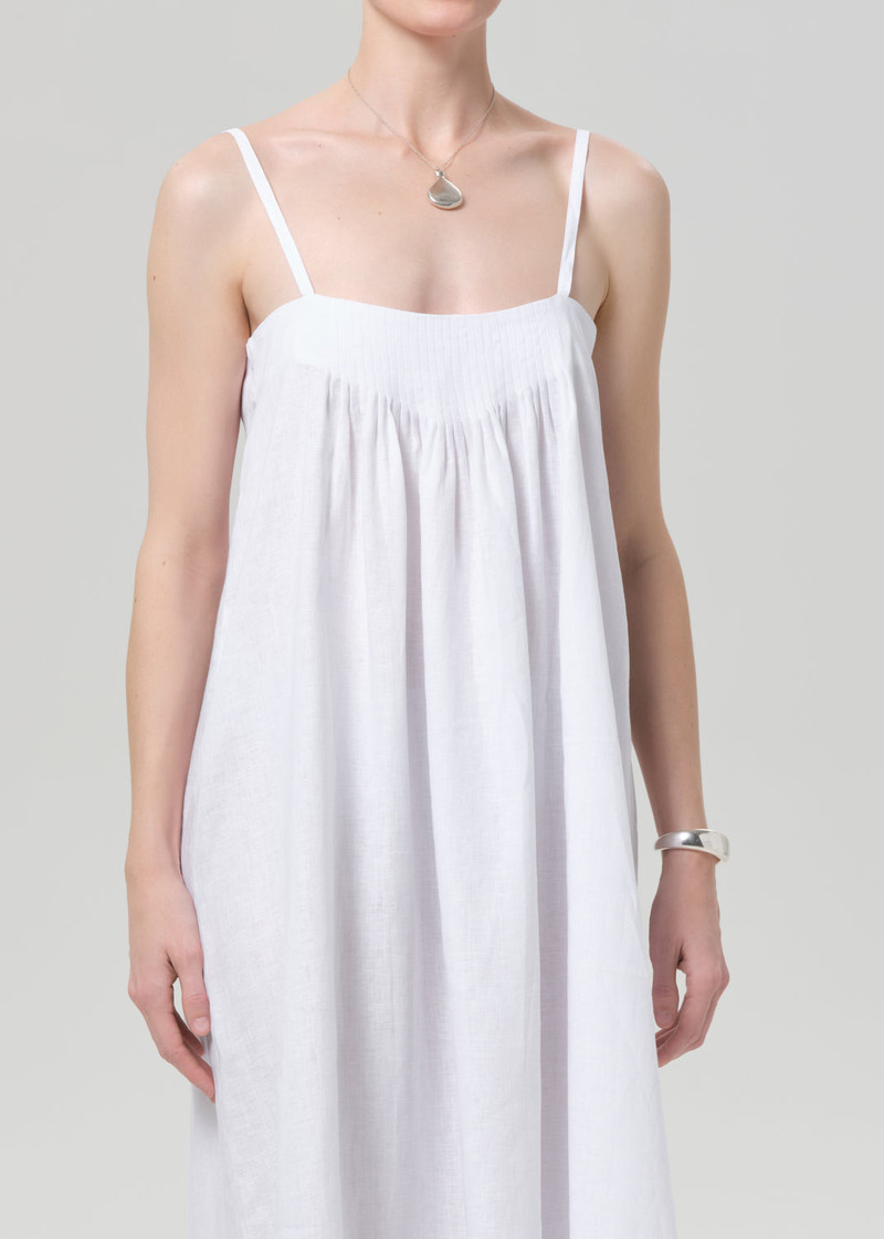 Reva Pintuck Linen Dress In White 5