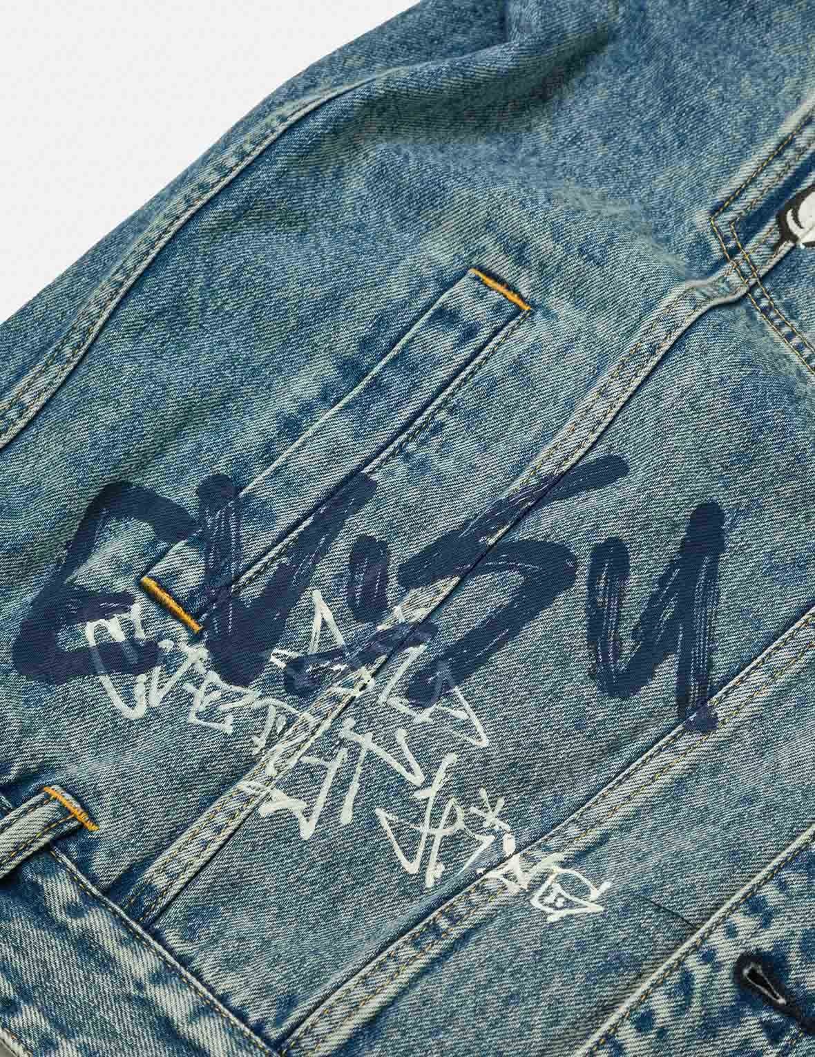 Graffiti Prints Regular Fit Denim Jacket - 7