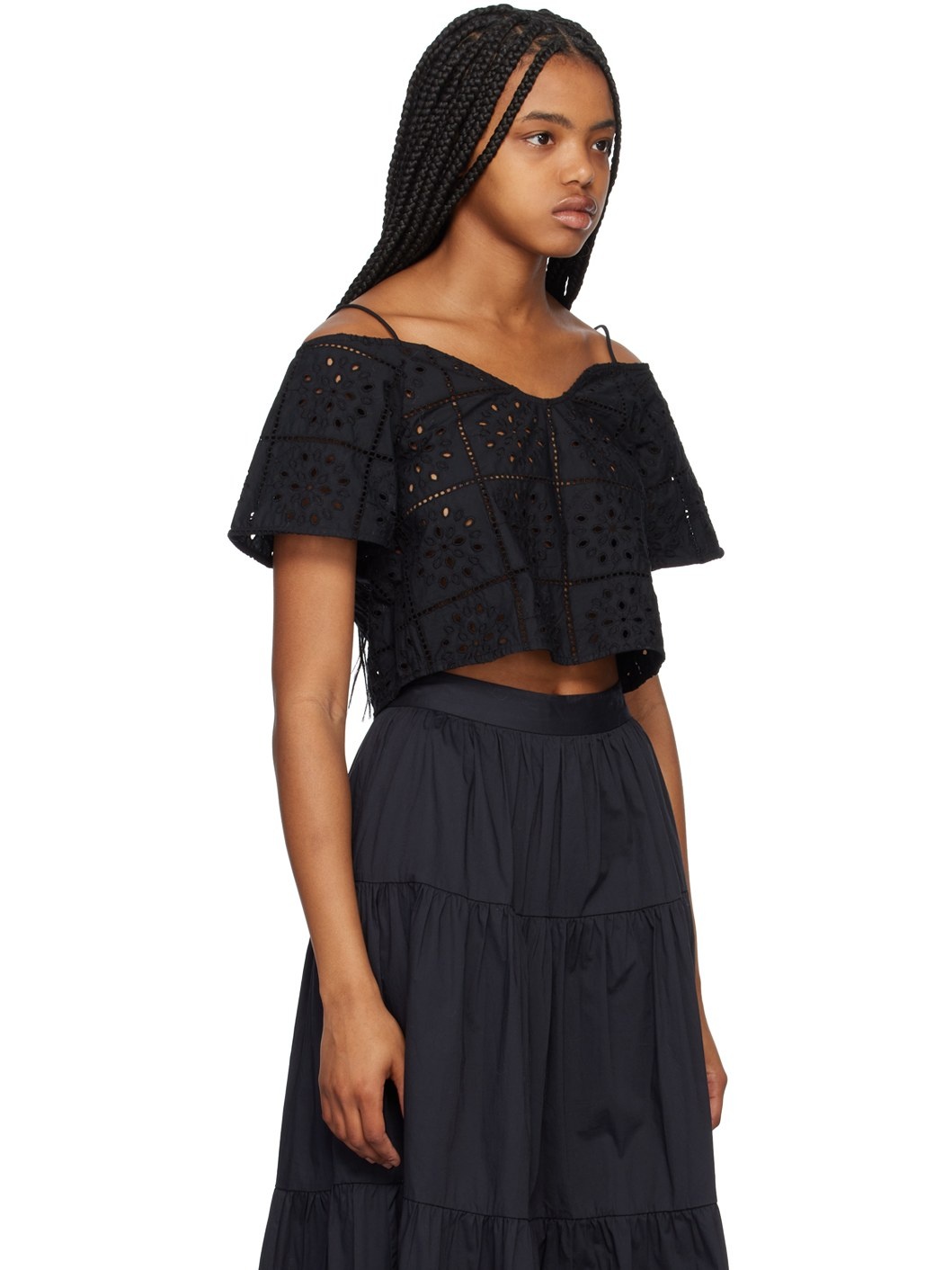 Black Sweetheart Neck Blouse - 2