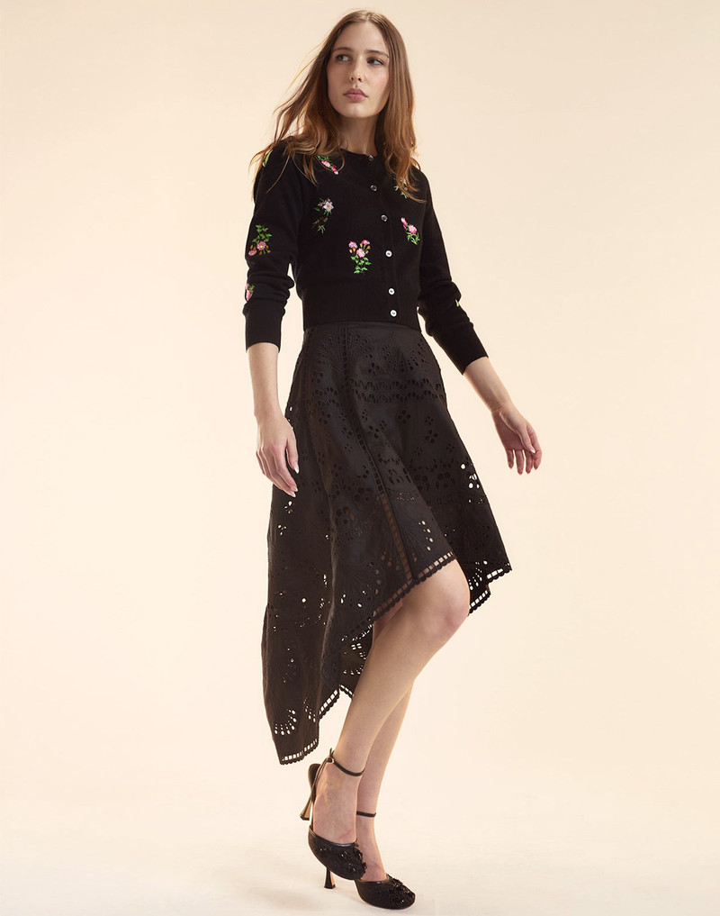 CYNTHIA ROWLEY Eva Embroidered High Low Skirt outlook