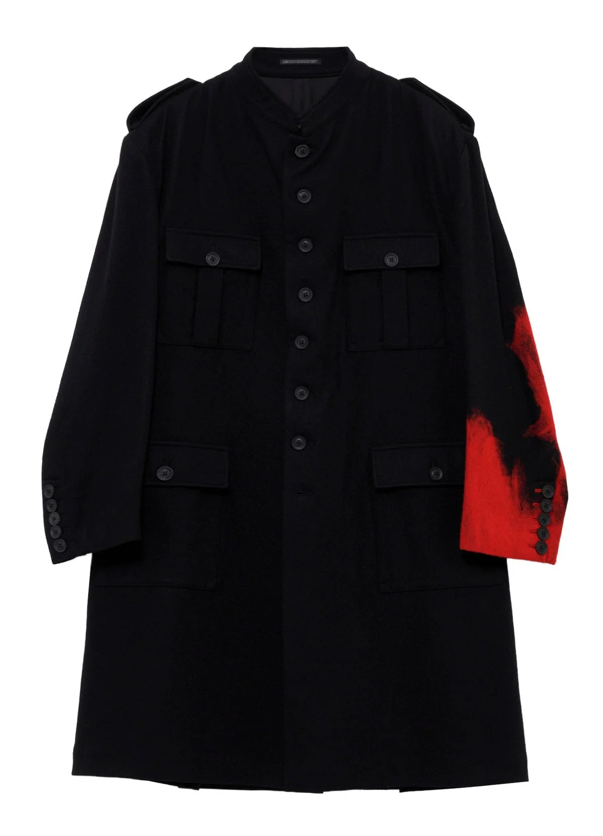 NEEDLE PUNCHED FLANNEL RED MILITARY JACKET (BLACK/RED) - 1