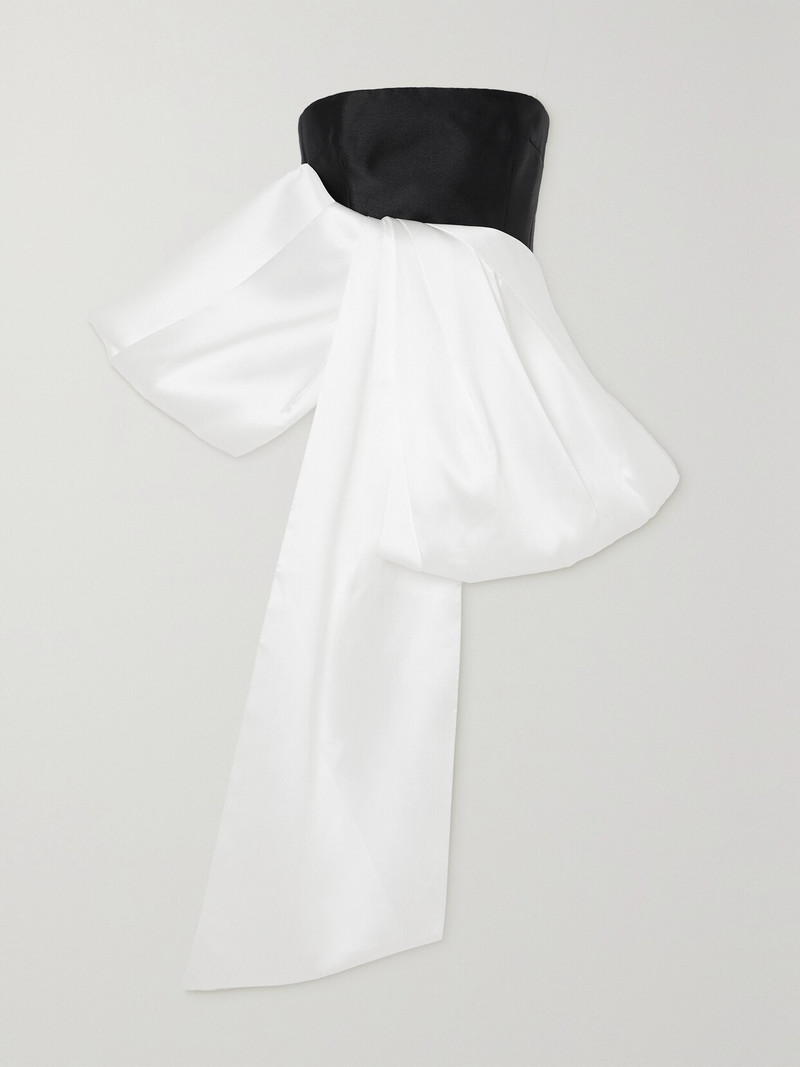 Nadina Strapless Bow-detailed Two-tone Satin-twill Top 1