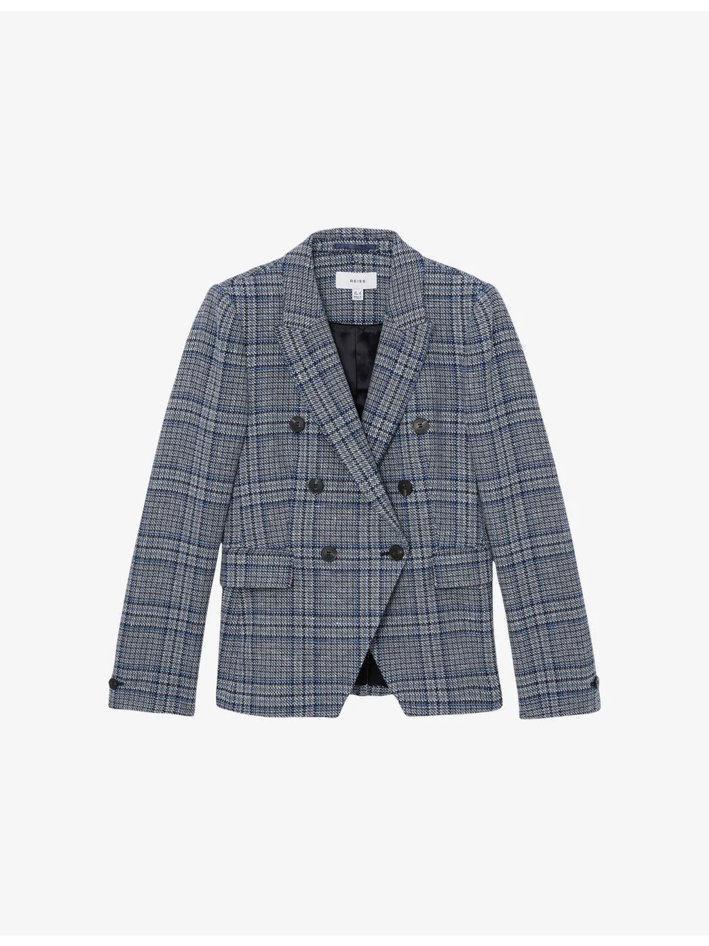 Larissa Double-Breasted Checked Cotton and Linen-Blend Blazer - 1
