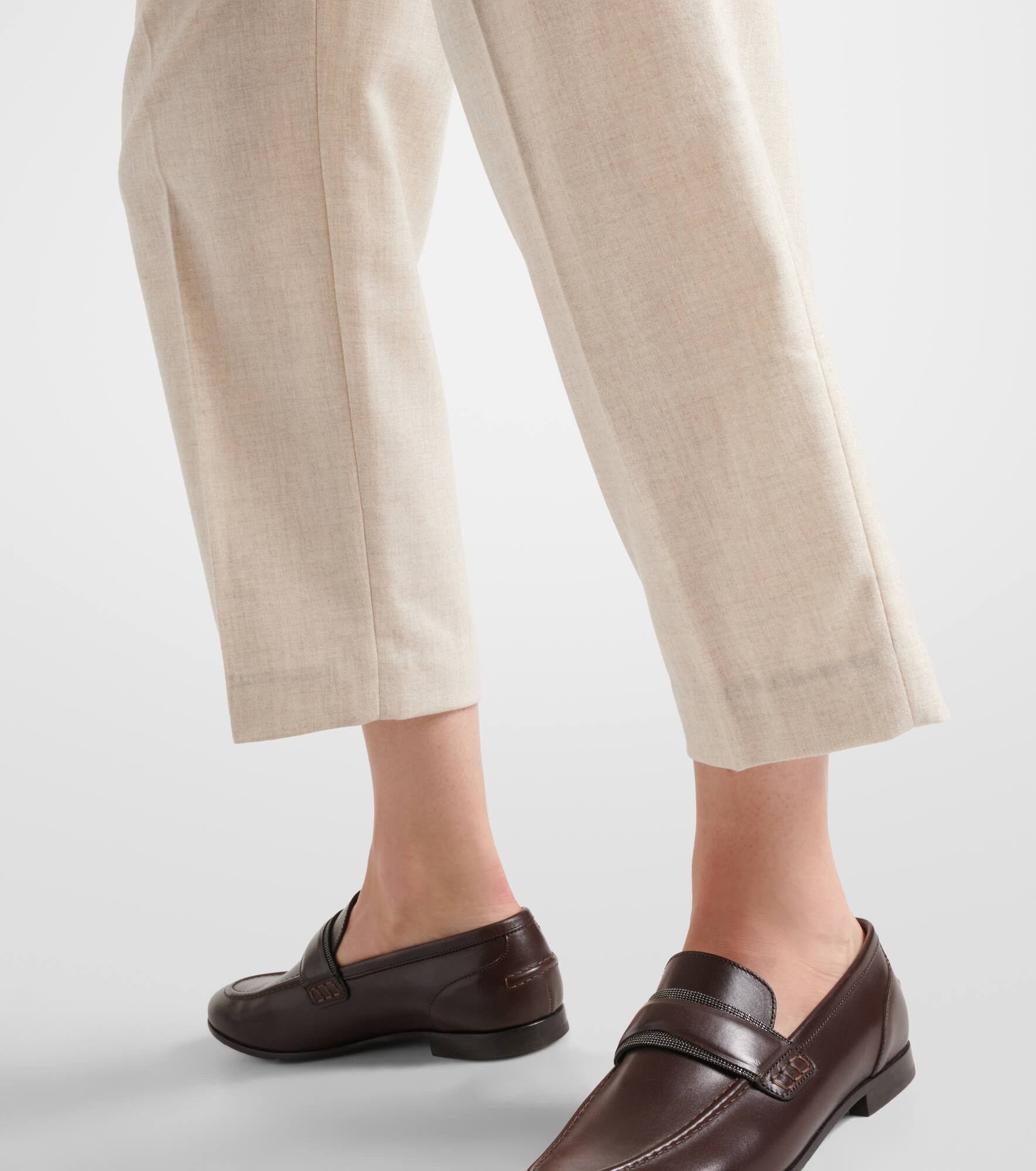 Pleated cotton straight pants - 5