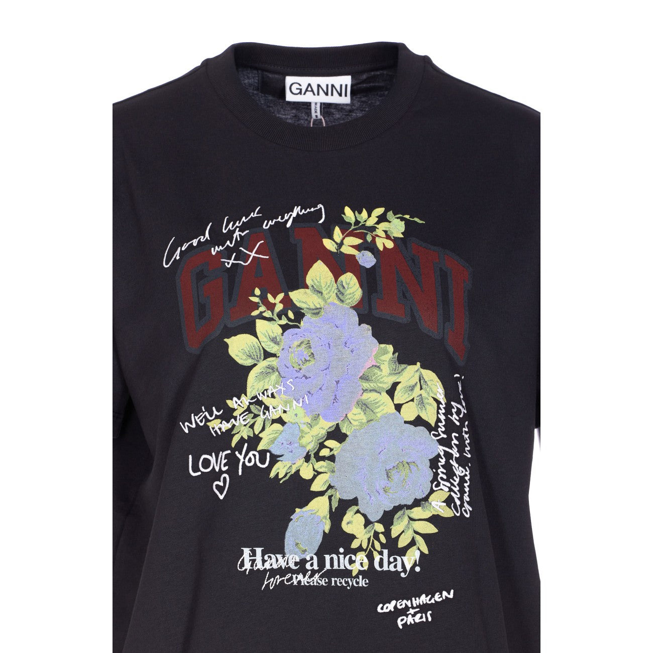 Ganni Women Logo Rose T-Shirt - 4