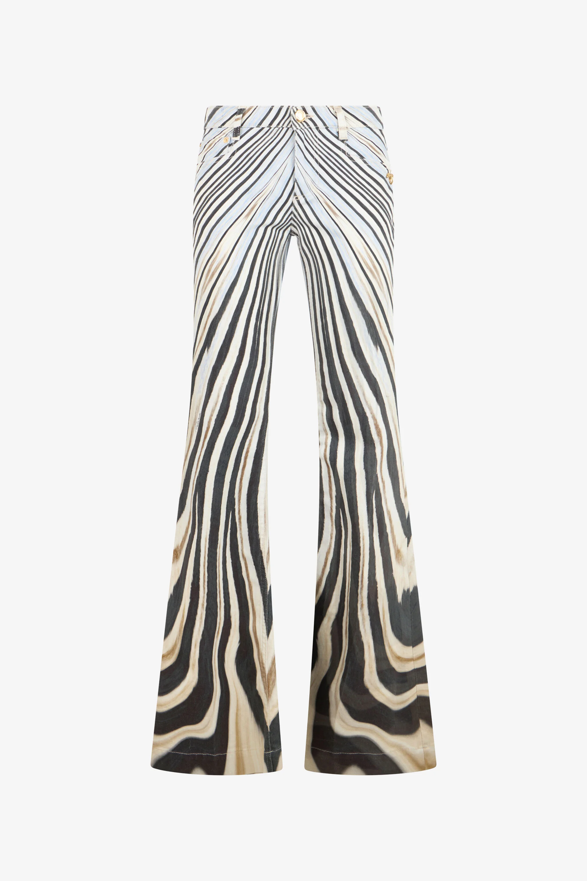 Zebra Print Flared Jeans - 1