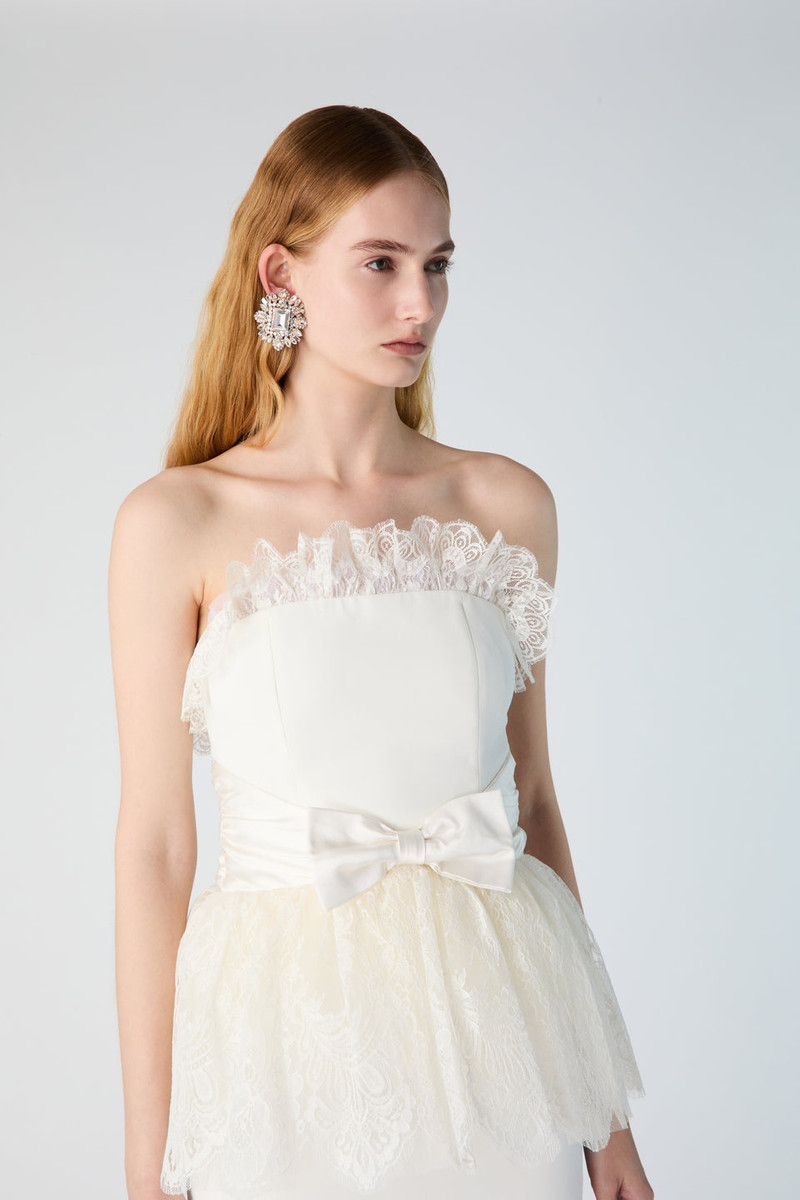 CADY BUSTIER DRESS WITH DUCHESSE, LACE PEPLUM BELT 6