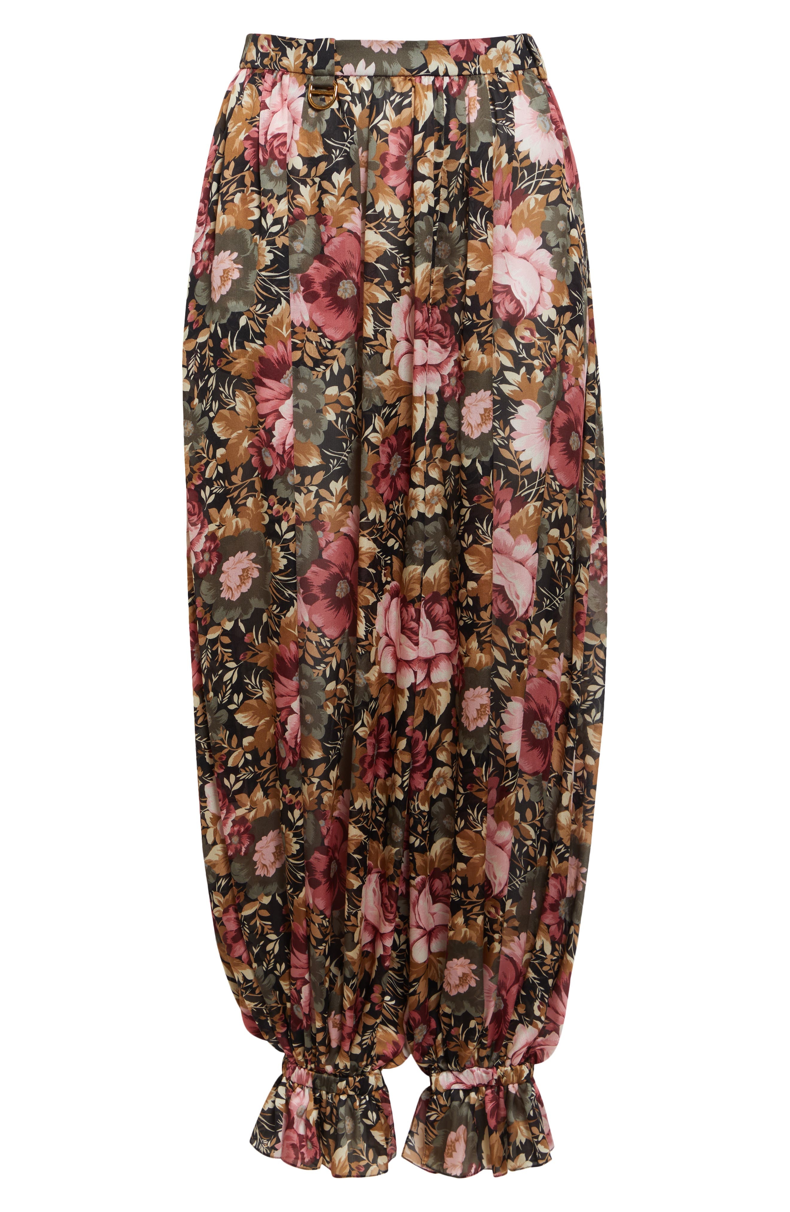 Chloé Floral Print Silk Crop Pants in Black at Nordstrom - 6