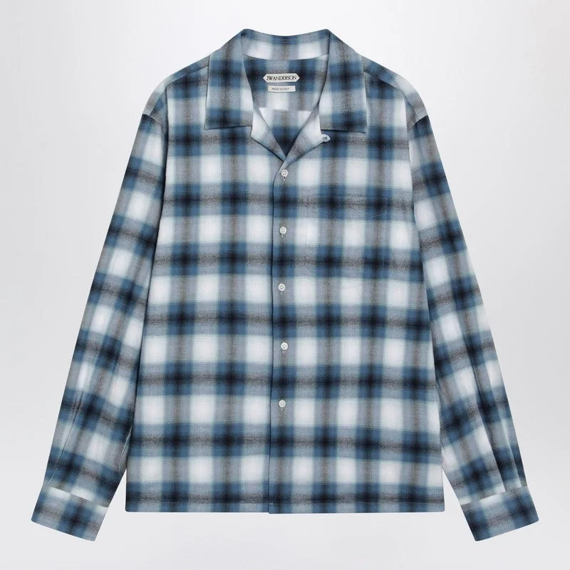 Jw Anderson Blue Gradient Check Shirt Men - 1