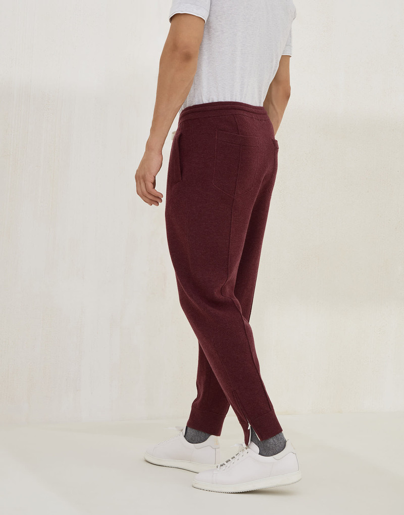 Brunello Cucinelli Cashmere double knit trousers with crête detail and elasticated zipper cuffs outlook