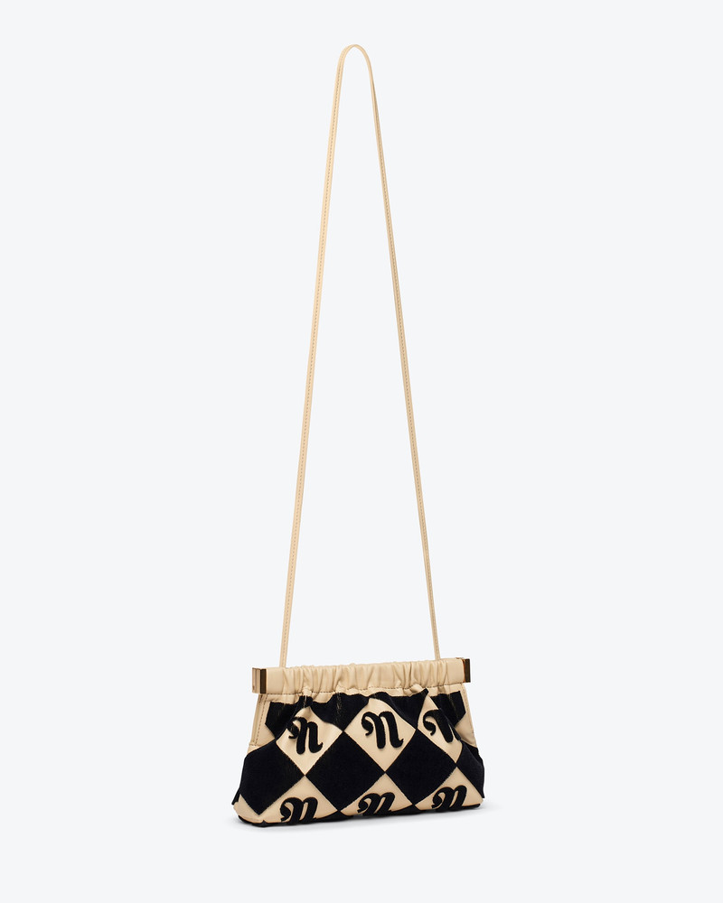Nanushka THE BAR CLUTCH MINI - Tufted alt-nappa clutch - Diamond check outlook