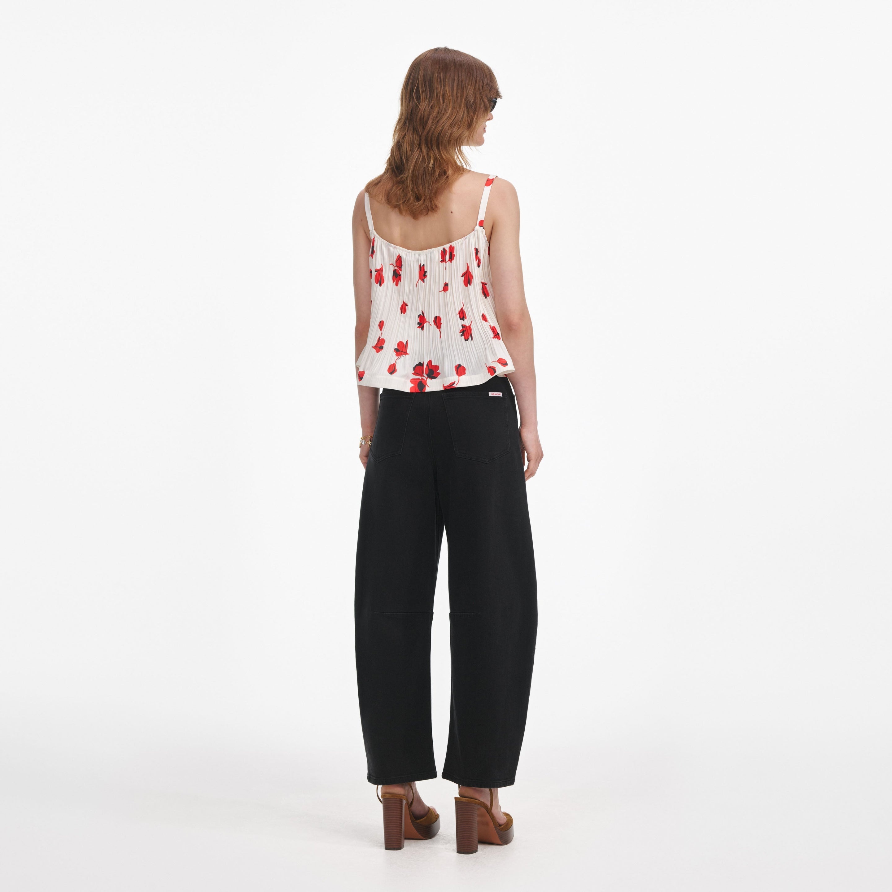 White Floral Plisse  Top - 3
