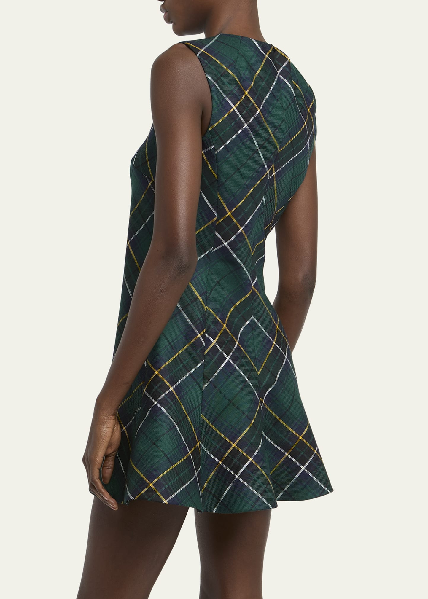 Tartan Sleeveless Flared Mini Dress - 3