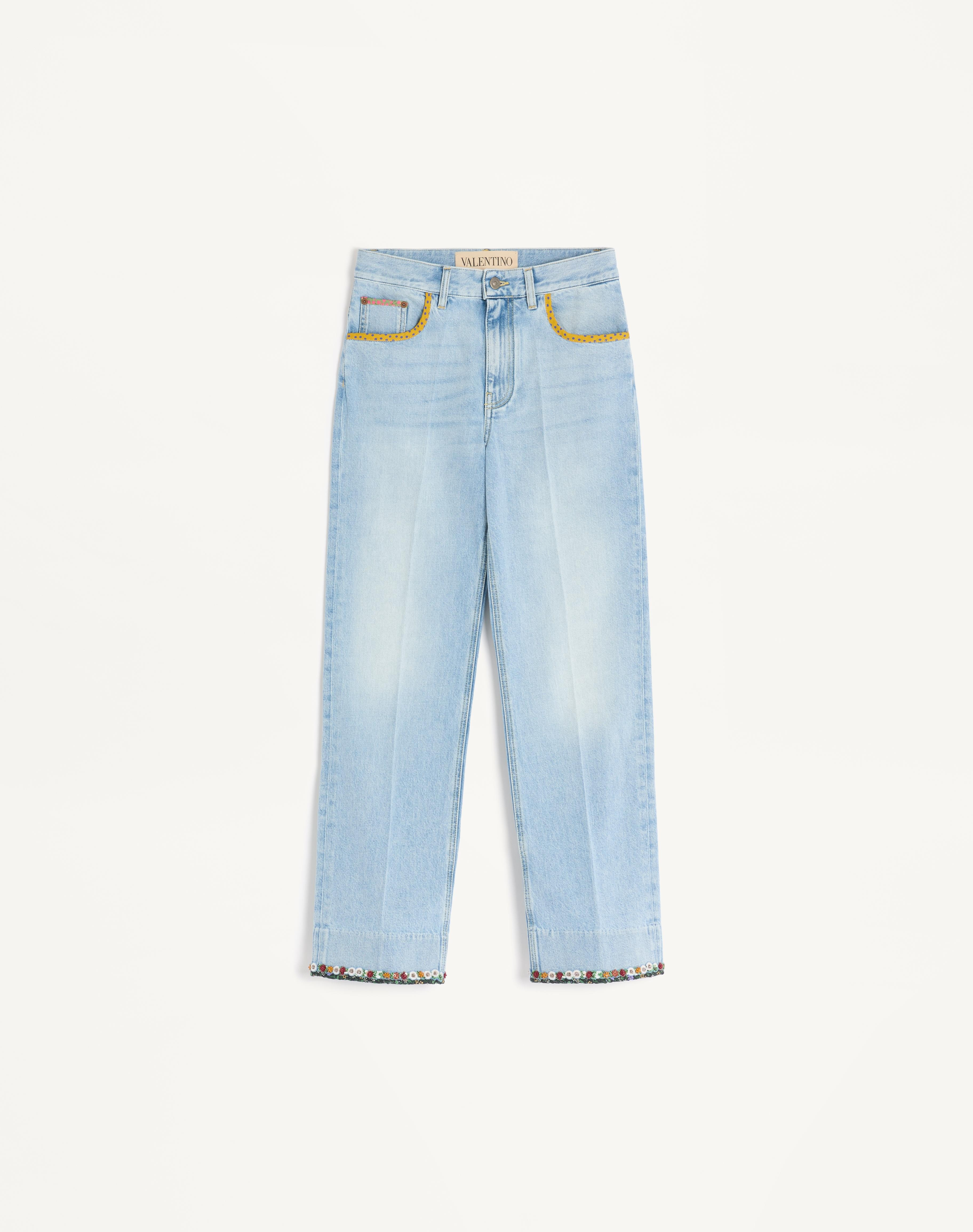 EMBROIDERED DENIM PANTS - 1