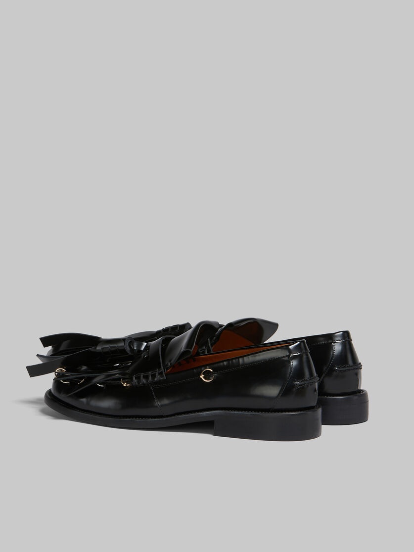 BLACK LEATHER BAMBI LOAFER WITH MAXI TASSELS - 3