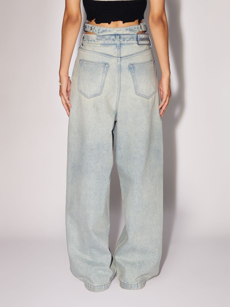 Denim Waist Belts Baggy Pants - 3