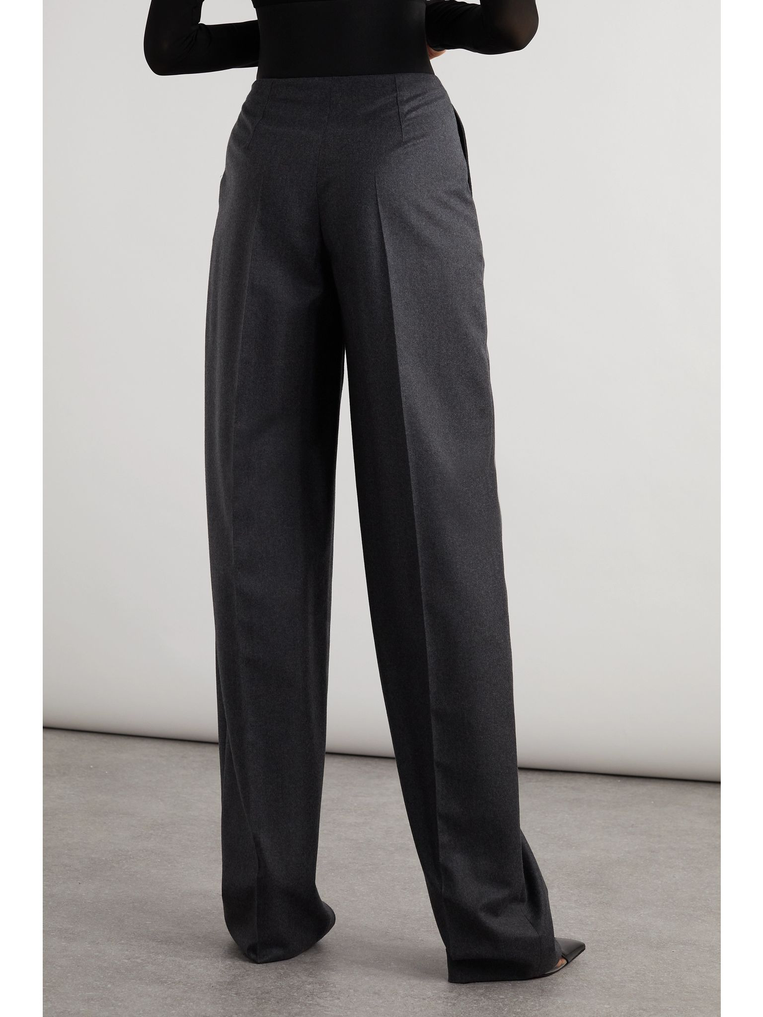 Archetypes belted wool-flannel wide-leg pants Gray - 3