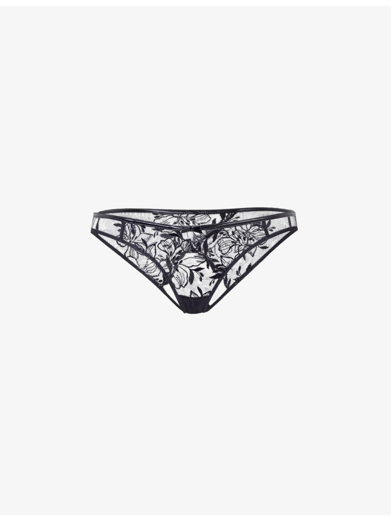 Ozella floral-embroidered mid-rise tulle briefs 1
