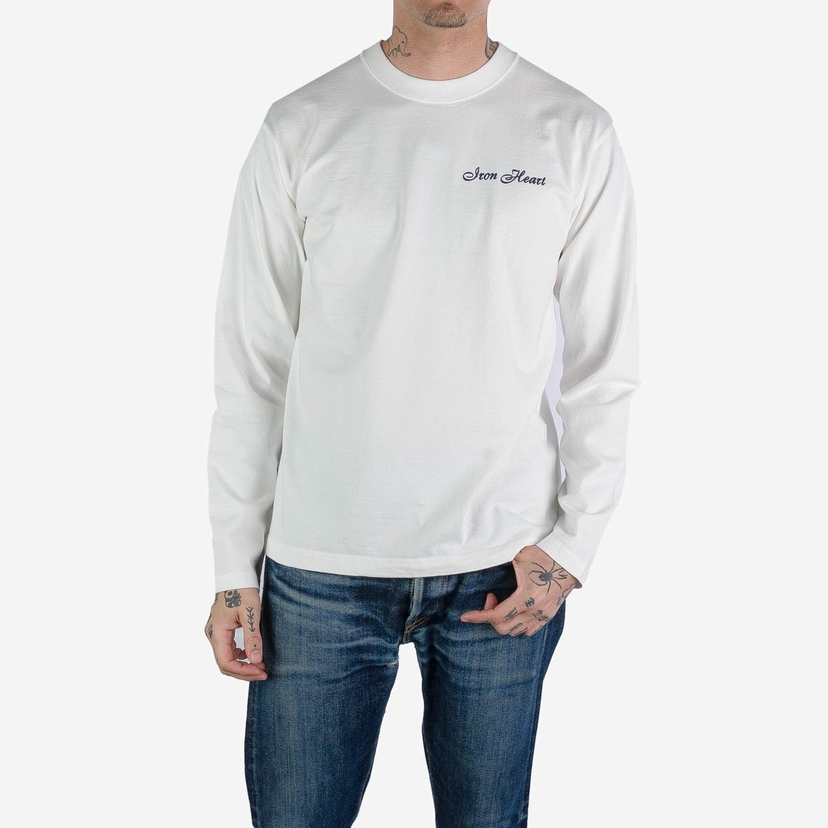 IHTL-2301-WHT 7.5oz Printed Loopwheel Crew Neck Long Sleeved T-Shirt - White - 2