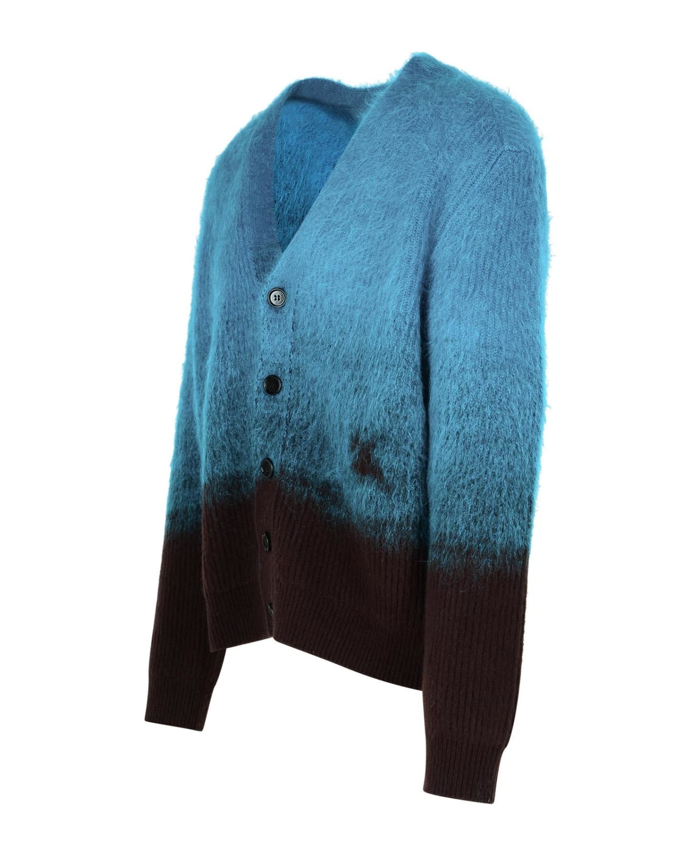 Teal Wool Blend Cardigan - 2