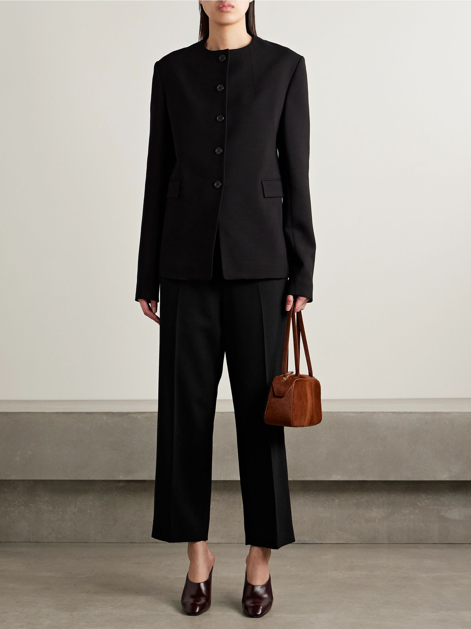 Callen crepe straight-leg pants Black - 2