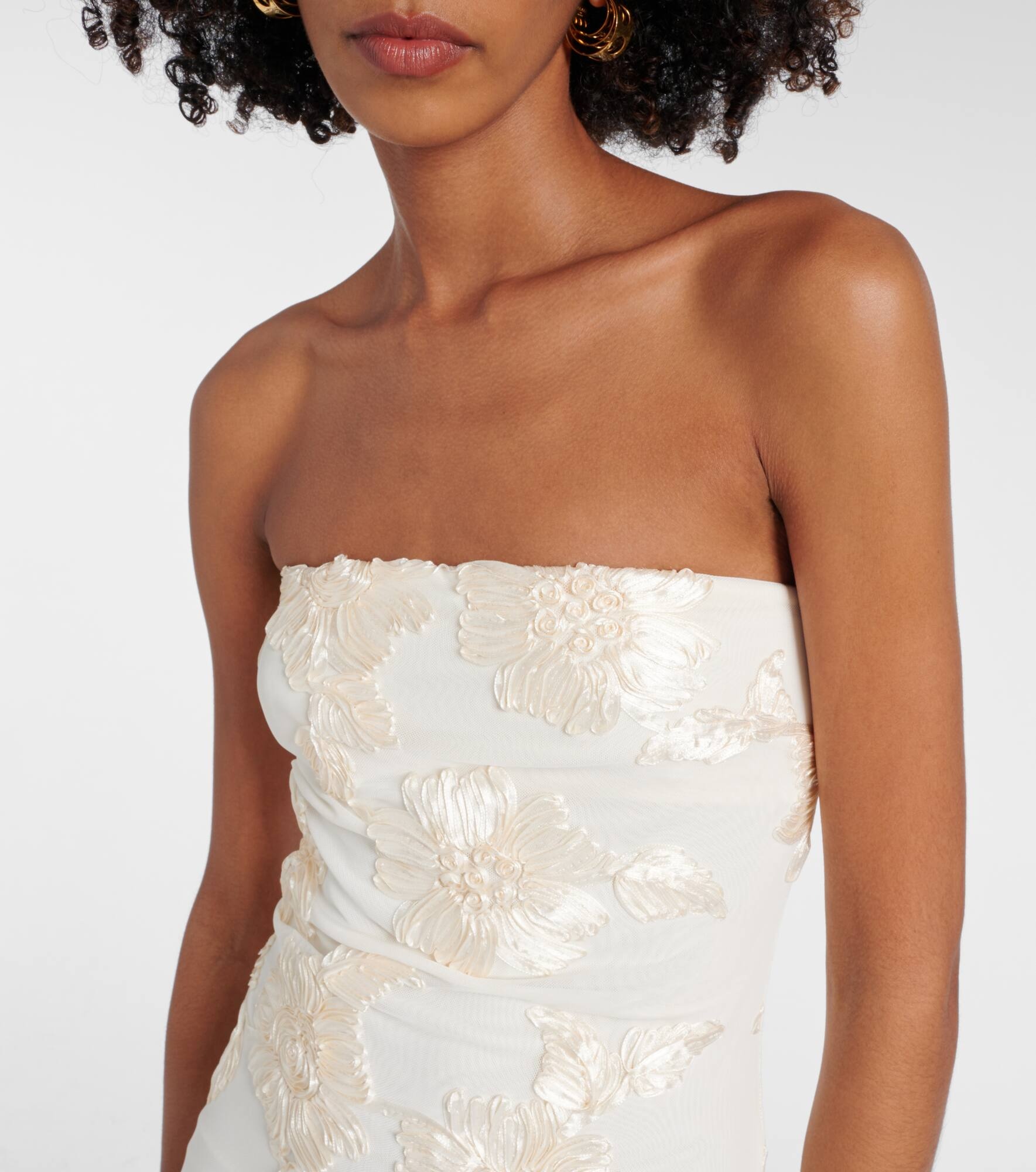 Bridal Alberty floral-appliqué mesh gown - 4