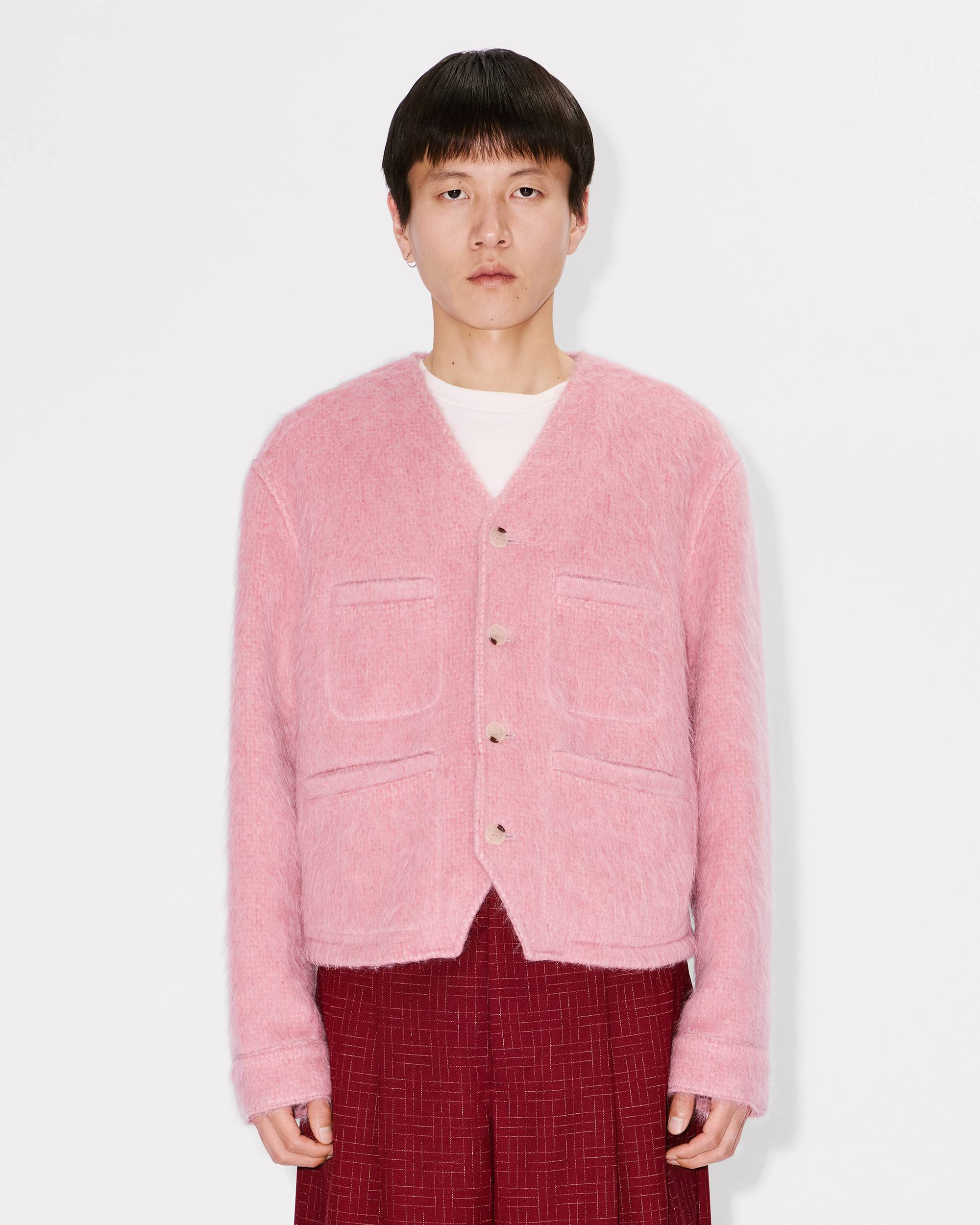 Collarless jacket in hairy wool alpaca and mohair - 4