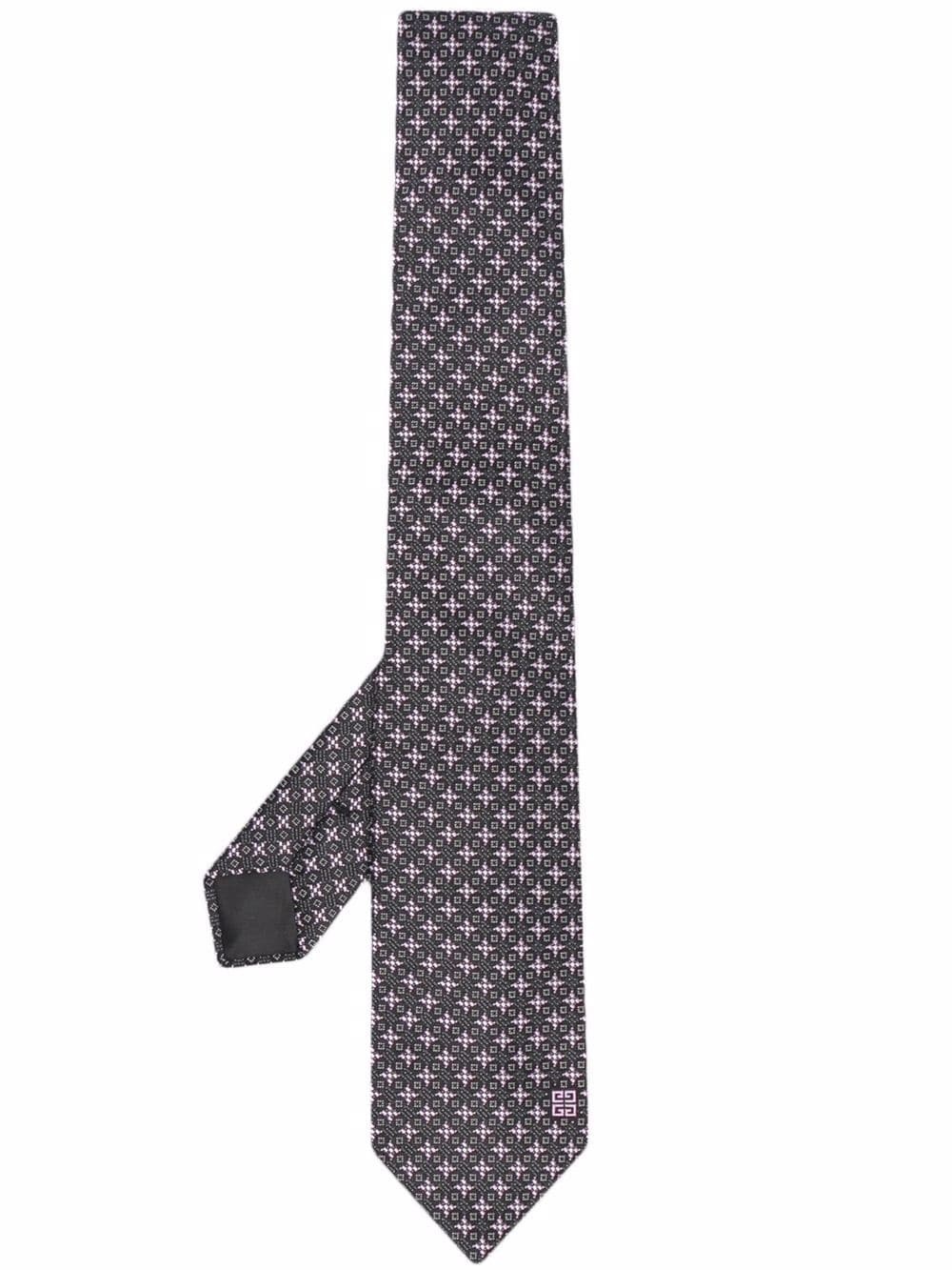 4G logo embroidered silk tie - 1