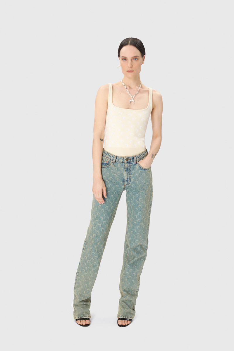 Marine Serre Moon Laser Denim Straight Jeans outlook