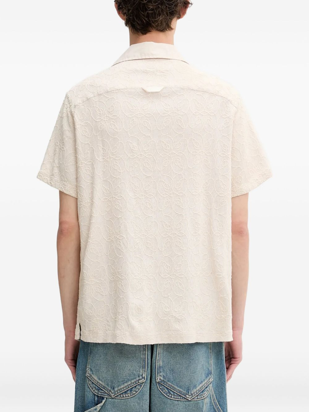 floral-embroidered short-sleeves shirt - 4
