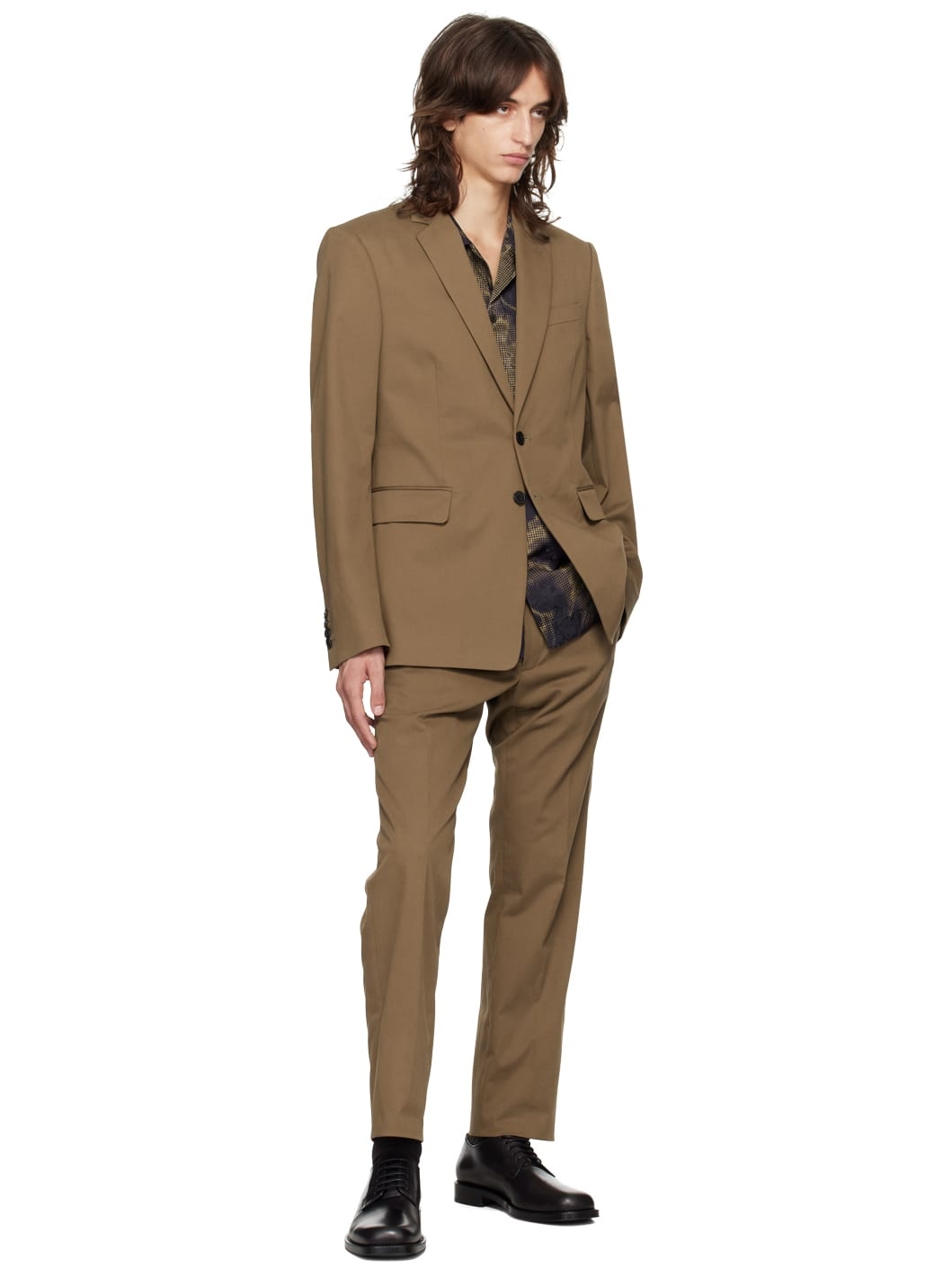 Brown Single-Breasted Cotton Suit - 5