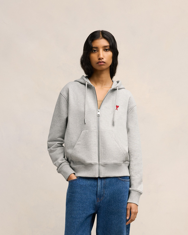 AMI Paris RED AMI DE COEUR ZIPPED HOODIE outlook