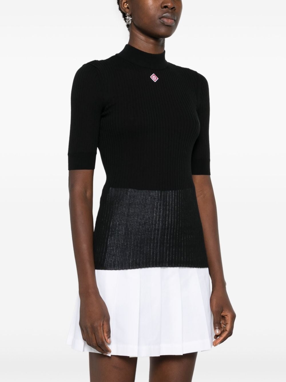 logo-patch ribbed top - 3