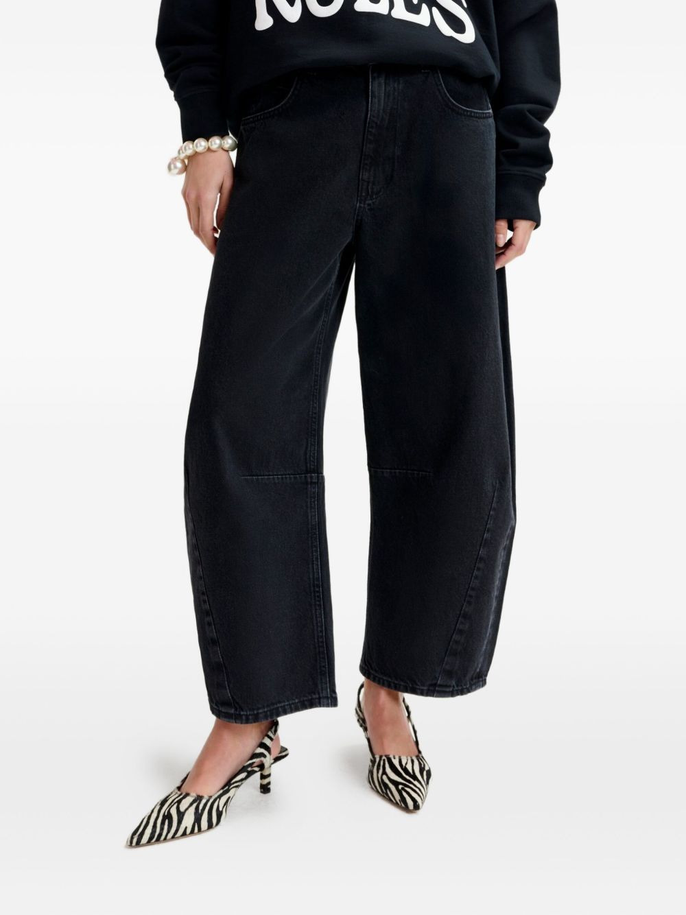 twisted-seam cotton barrel-leg jeans - 3