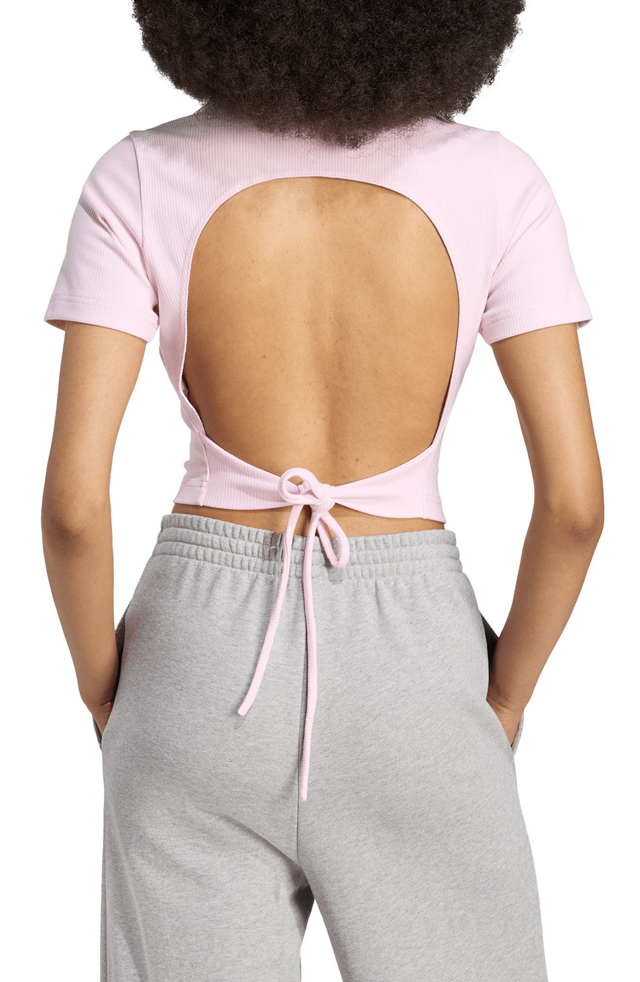 adidas Campus 2000 Back Cutout Rib Crop T-Shirt in Clear Pink at Nordstrom - 2