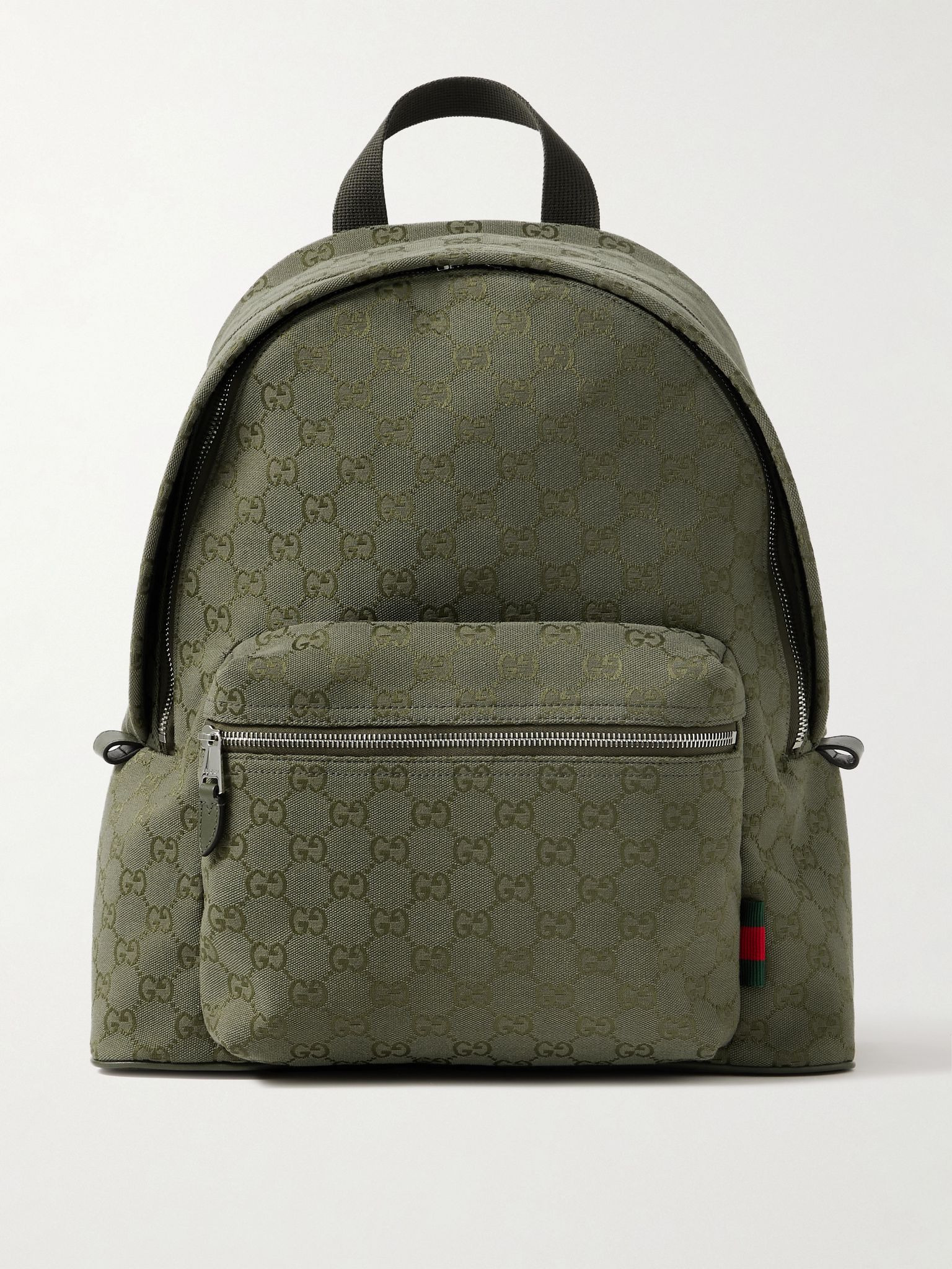 Neo Leather-Trimmed Monogrammed Canvas Backpack Dark green - 1