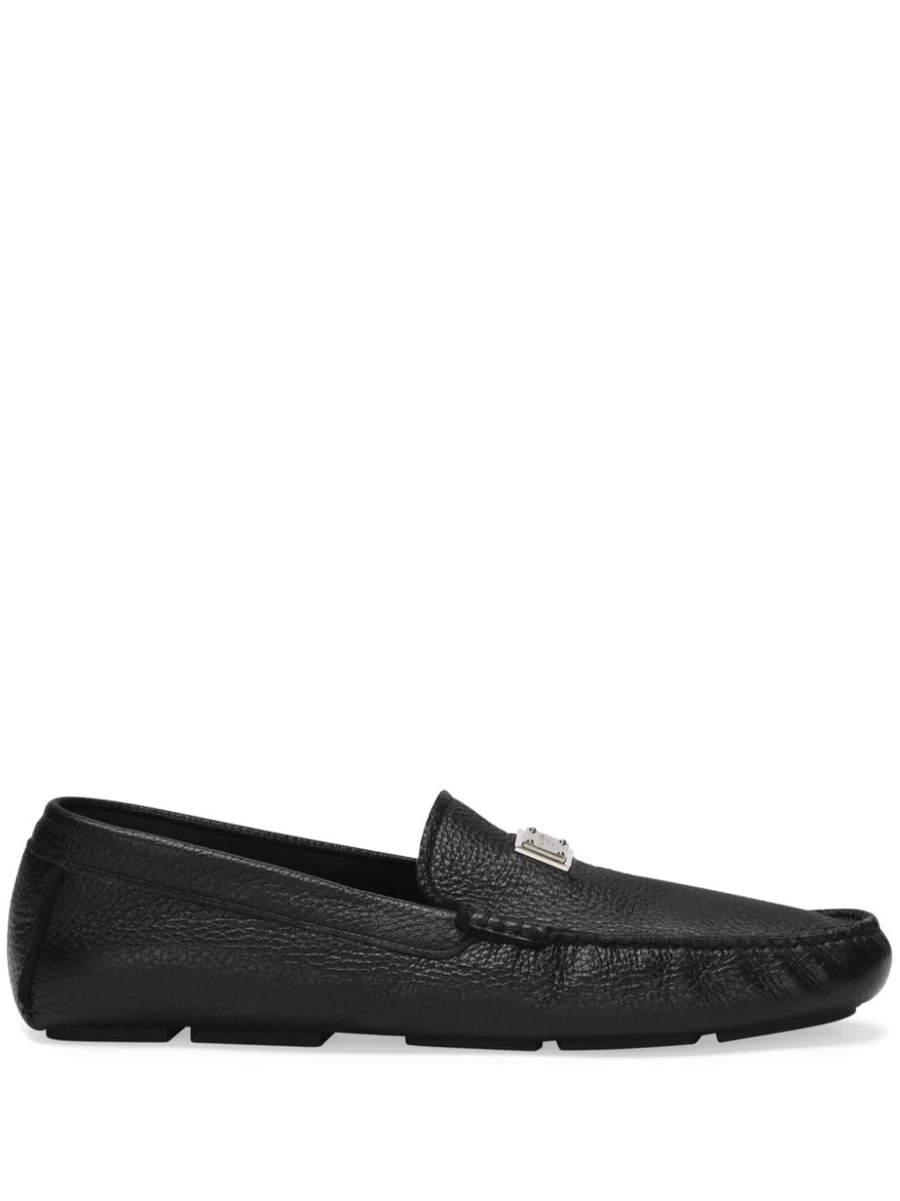 logo-plaque leather loafers - 1