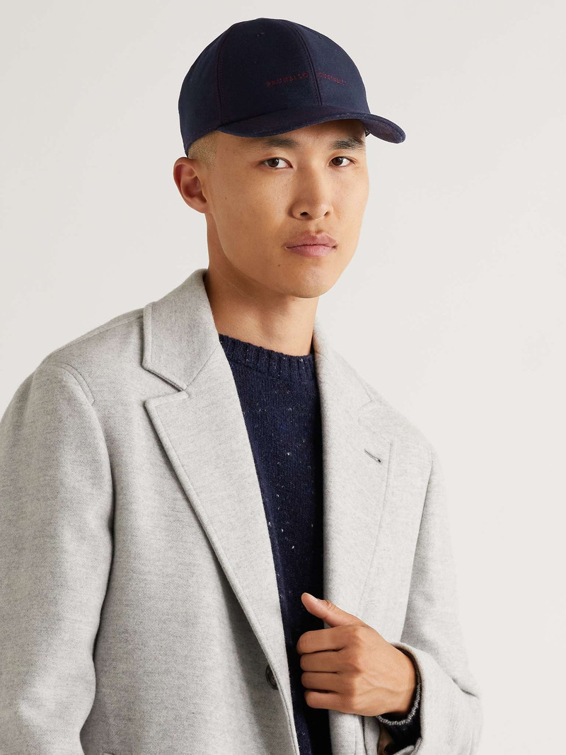 Brunello Cucinelli Logo-Embroidered Cashmere and Silk-Blend Baseball Cap outlook