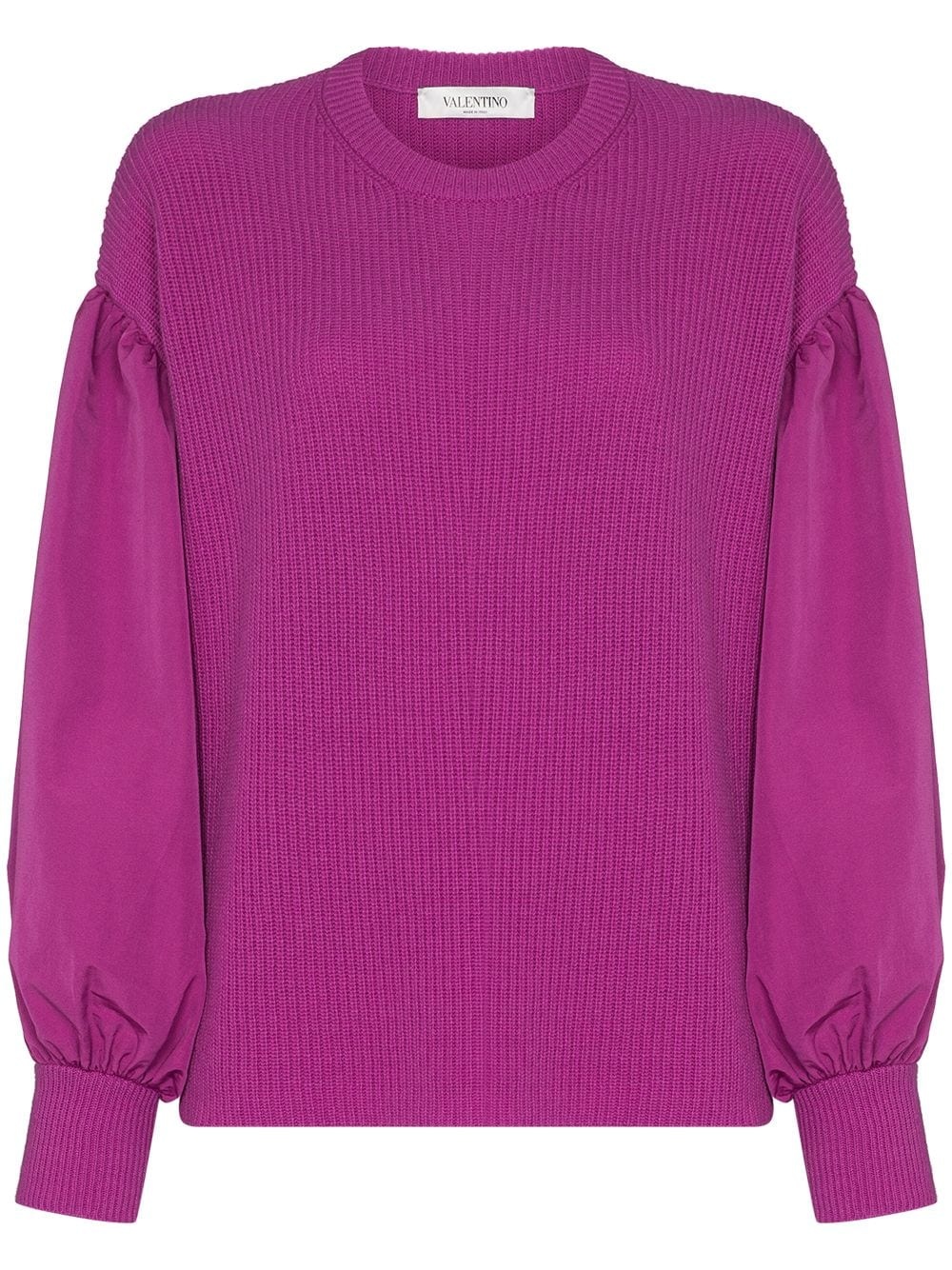 balloon-sleeve fine-knit jumper - 1