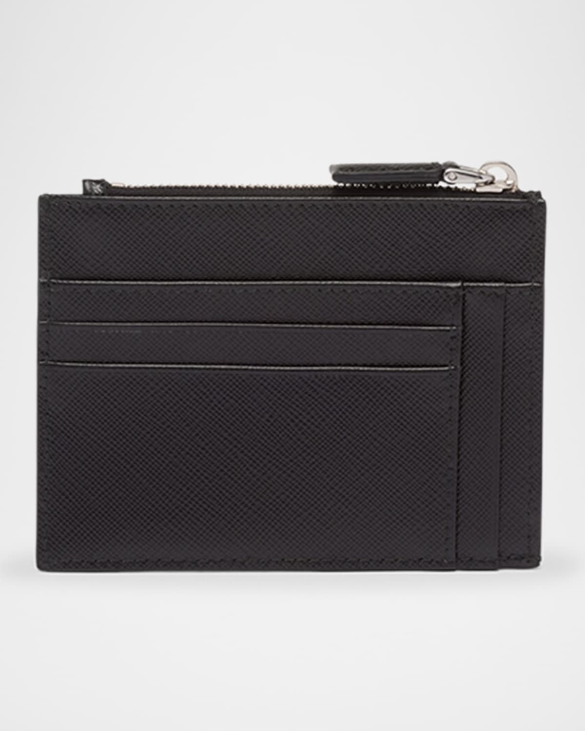 Men's Saffiano Leather Zip Card Holder - 2