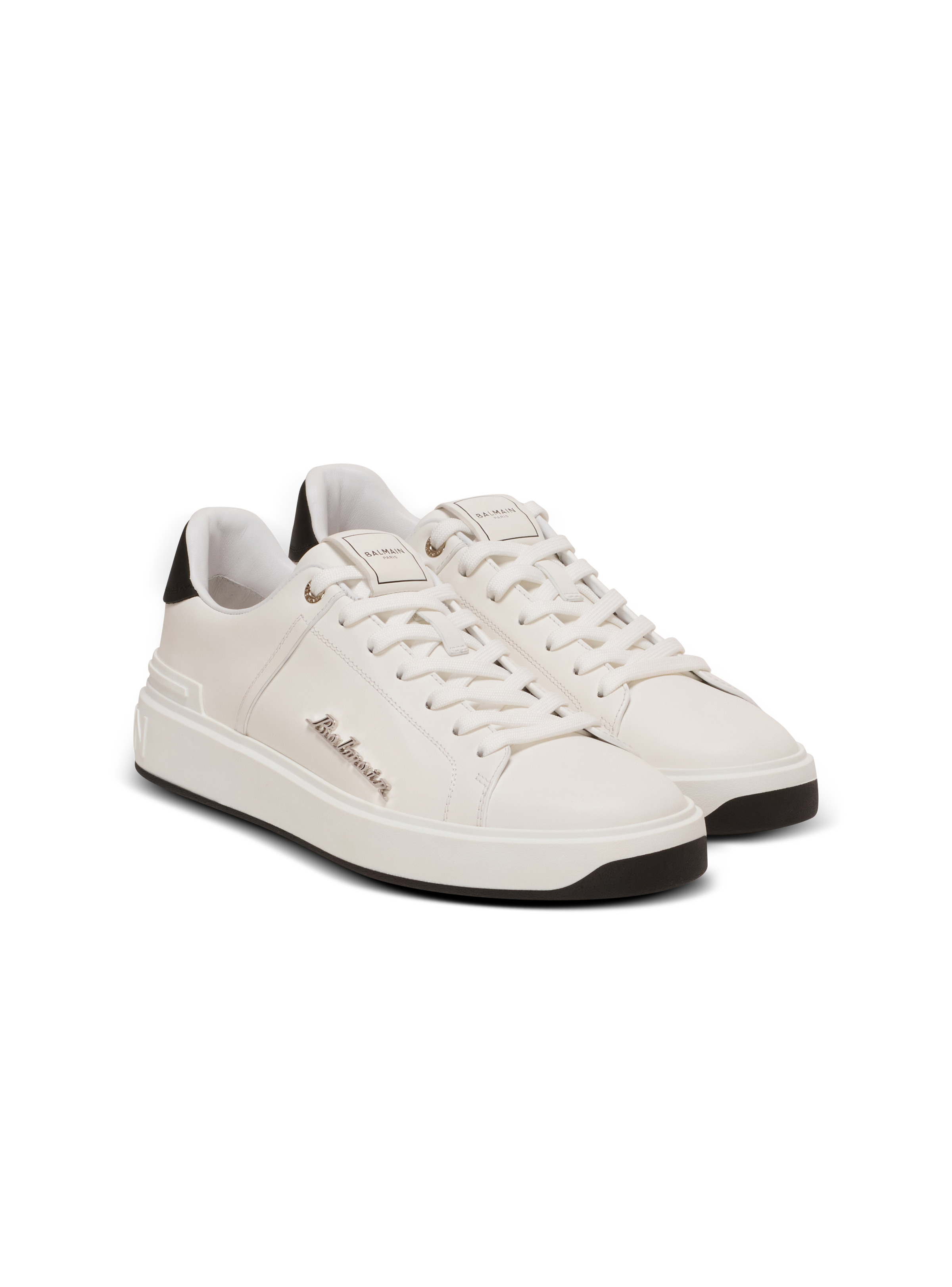 Calfskin B-Court trainers with Balmain logo - 2