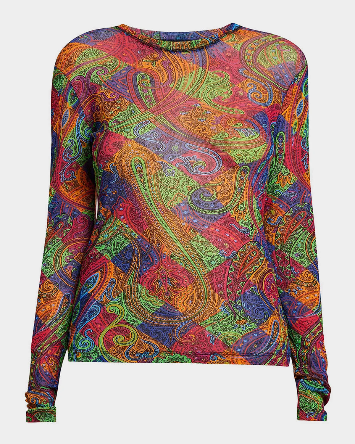 Geometric Paisley Stretch Tulle Top - 1